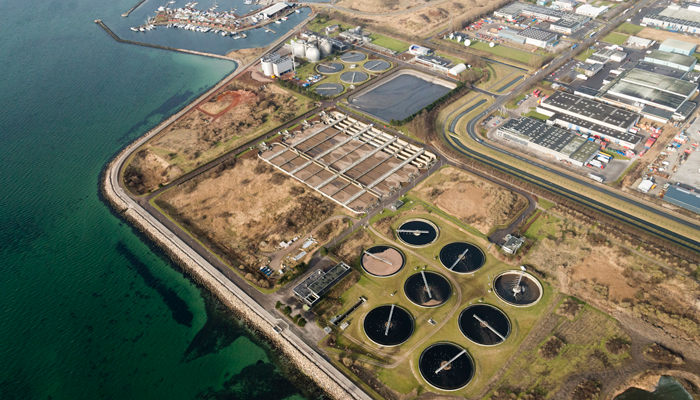 Aerial view of Avedøre WWTP by BIOFOS